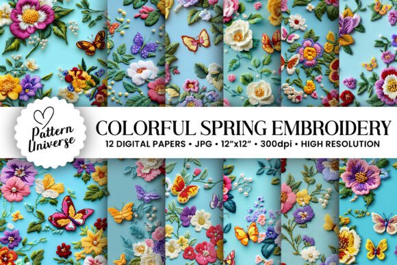 Colorful Spring Floral Embroidery Papers Review