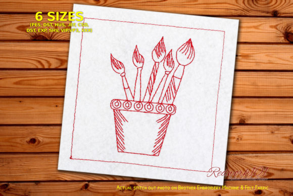 Paint Brushes in Mug: A Redwork Review for Craft Fairs