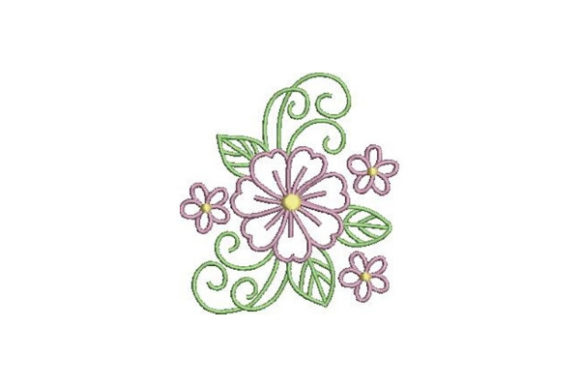 Purple Outline Flower: Elegant Embroidery for Gifts