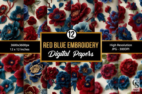 Red Blue Floral Embroidery Patterns Review