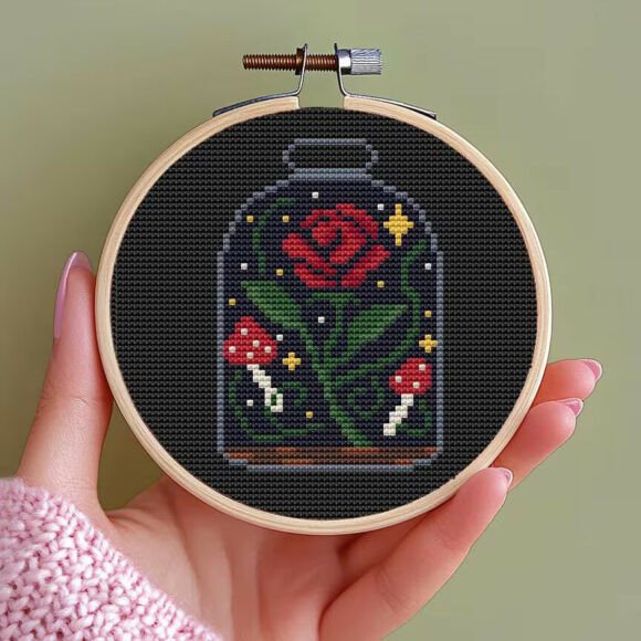 Rose in Magic Jar Cross Stitch PDF Pattern Review